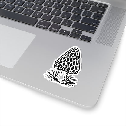 Sticker,  Kiss-Cut - Black & White Morel Mushroom