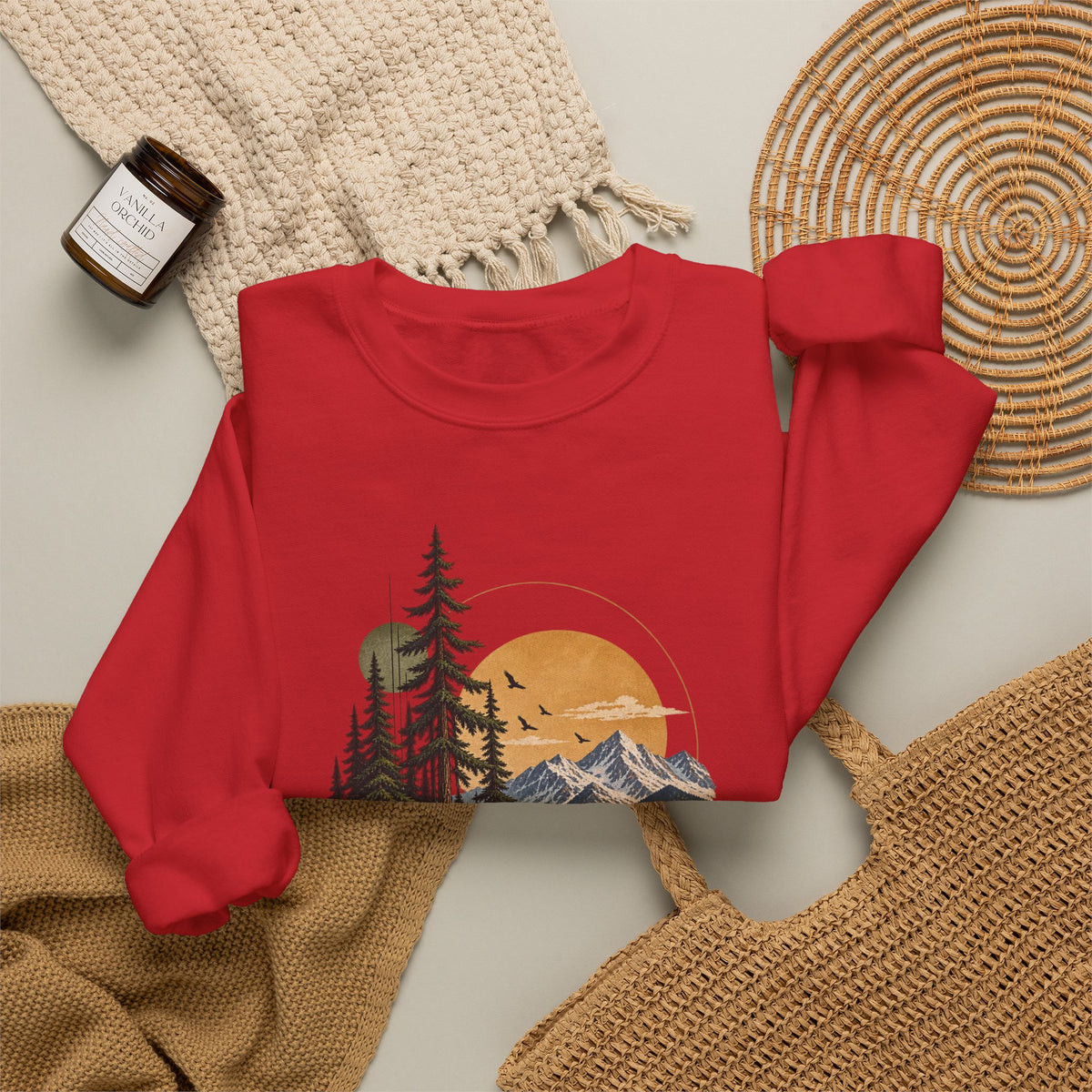 Sweatshirt, Crew Neck - Mountain Lake Sunset