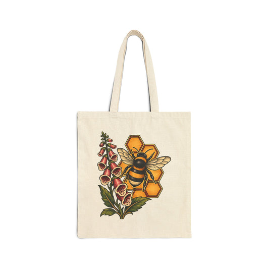 Bee on a Foxglove Canvas Tote Bag