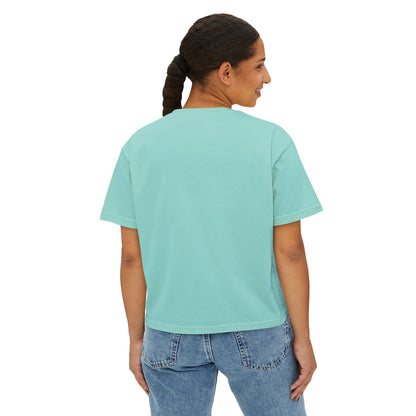 T-Shirt, Short Sleeve Boxy Crew Neck Cropped - 1980s Buddha Head
