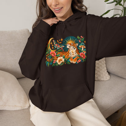 Hoodie - Tiger Moon Vintage Floral