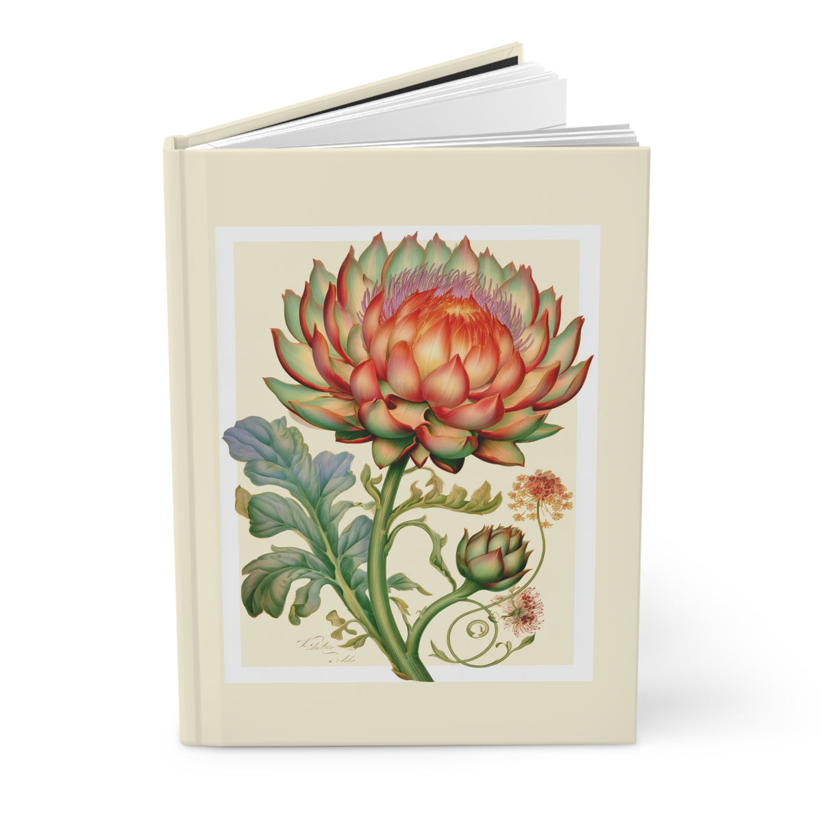 Journal Notebook, Hardcover Lined - Artichoke Flower in Bloom