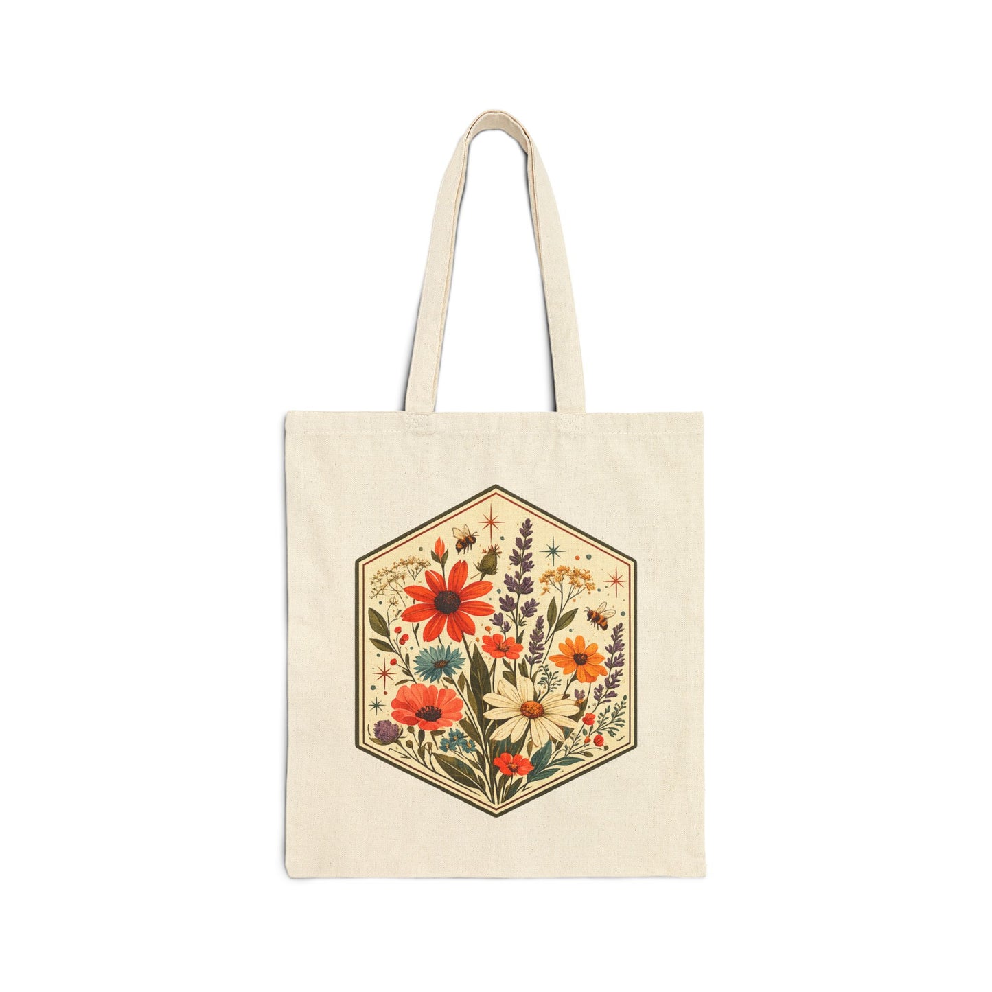 Hexagon Wildflowers Canvas Tote Bag