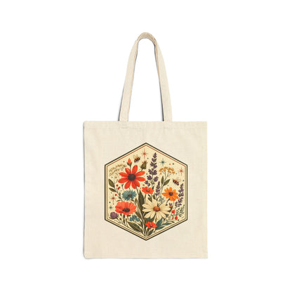 Hexagon Wildflowers Canvas Tote Bag