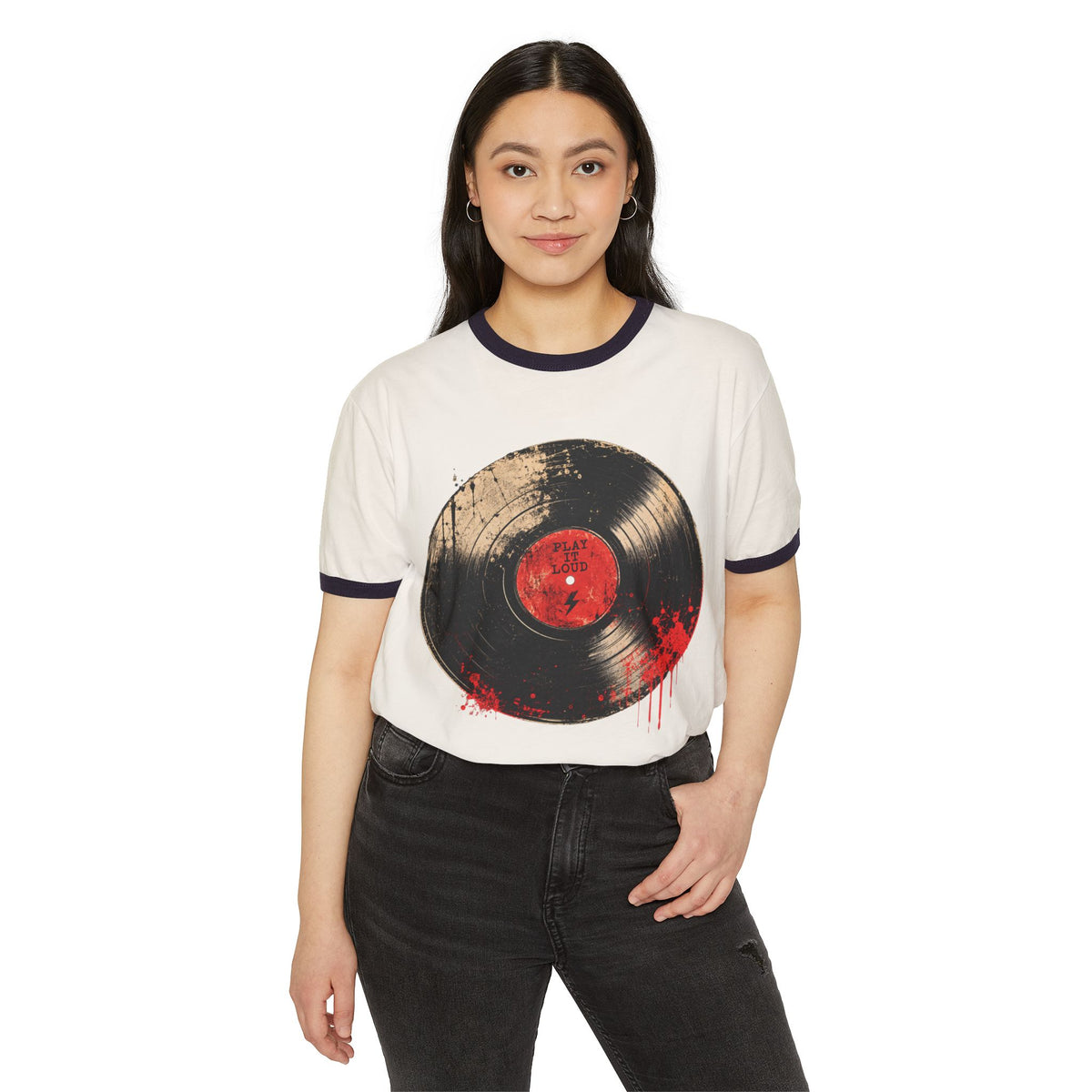 T-Shirt, Ringer - Vintage Bloody Vinyl Record