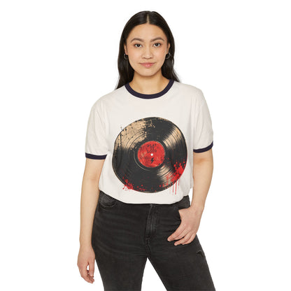 T-Shirt, Ringer - Vintage Bloody Vinyl Record