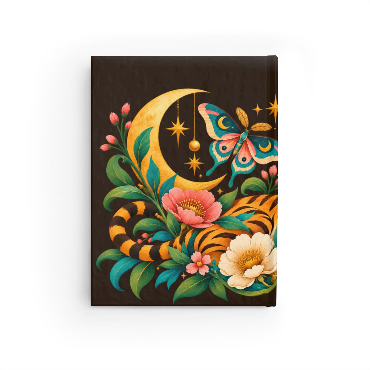 Journal Notebook, Blank Hardback  - Tiger Moon Floral