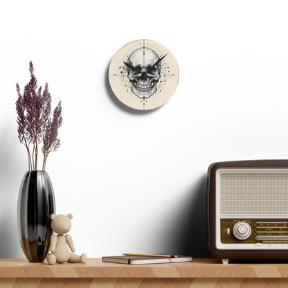 Clock, Wall Acrylic - Geometric Skull