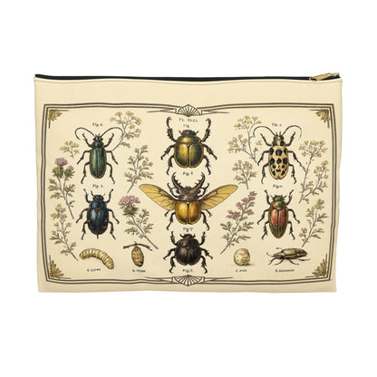 Pouch/Accessory Bag - Vintage Entomology Botanical Beetles