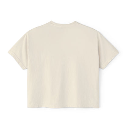T-Shirt, Short Sleeve Boxy Crew Neck Cropped - 1980s Buddha Head