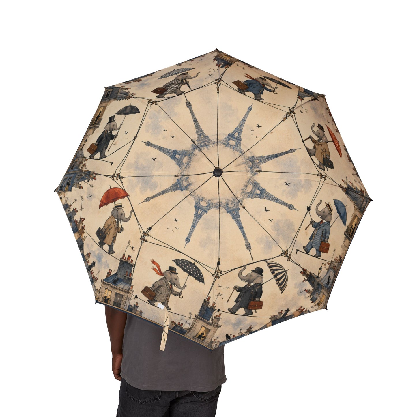Parisian Elephants on High Wires in the Rain Umbrella