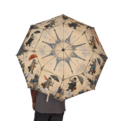 Parisian Elephants on High Wires in the Rain Umbrella
