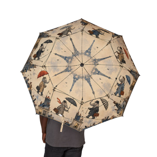Parisian Elephants on High Wires in the Rain Umbrella