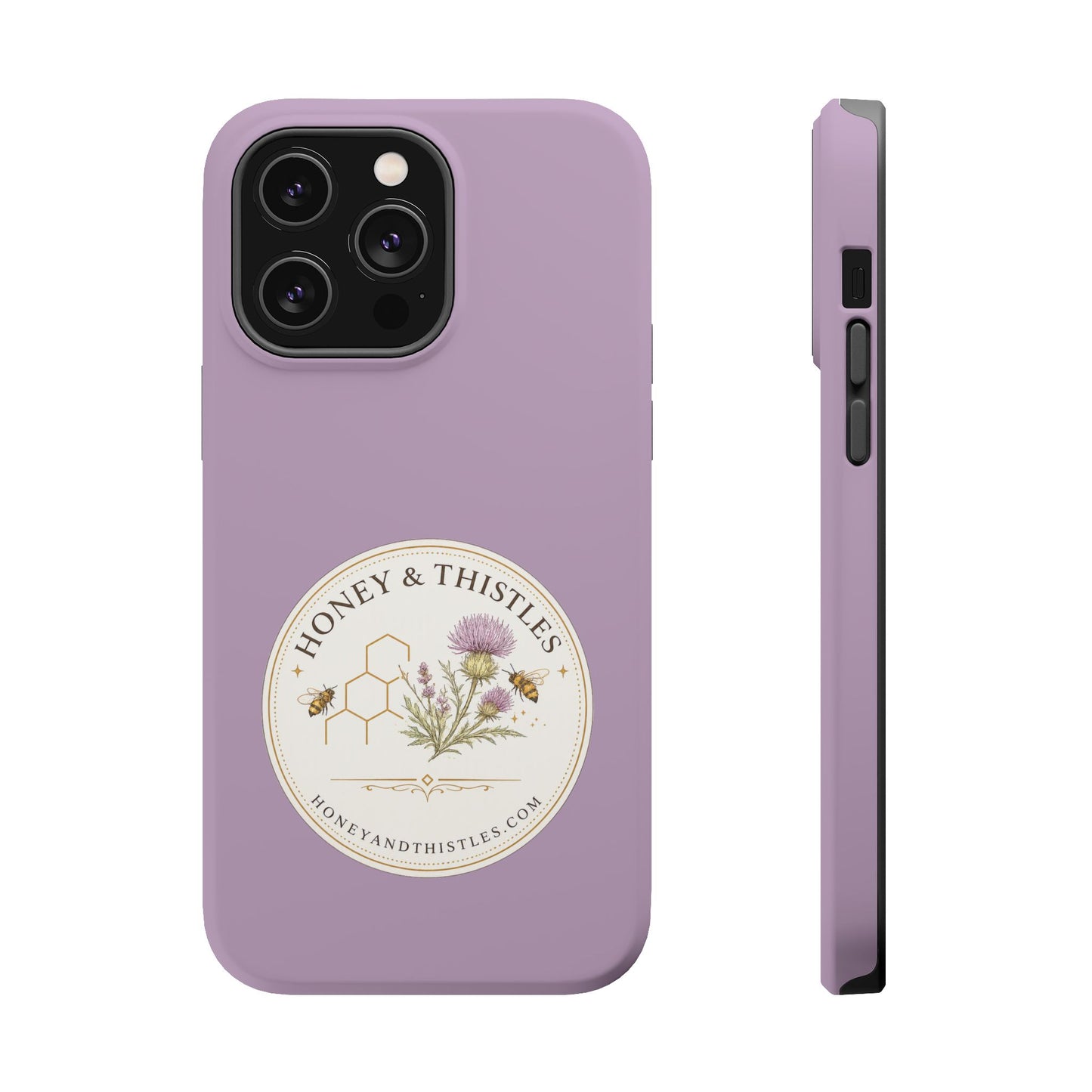 Floral Honey & Thistles Magnetic Phone Case — Impact-Resistant MagSafe-Compatible