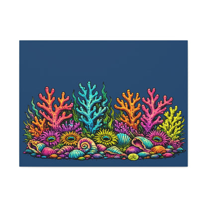 Canvass Art Print - Coral Reef (navy blue)