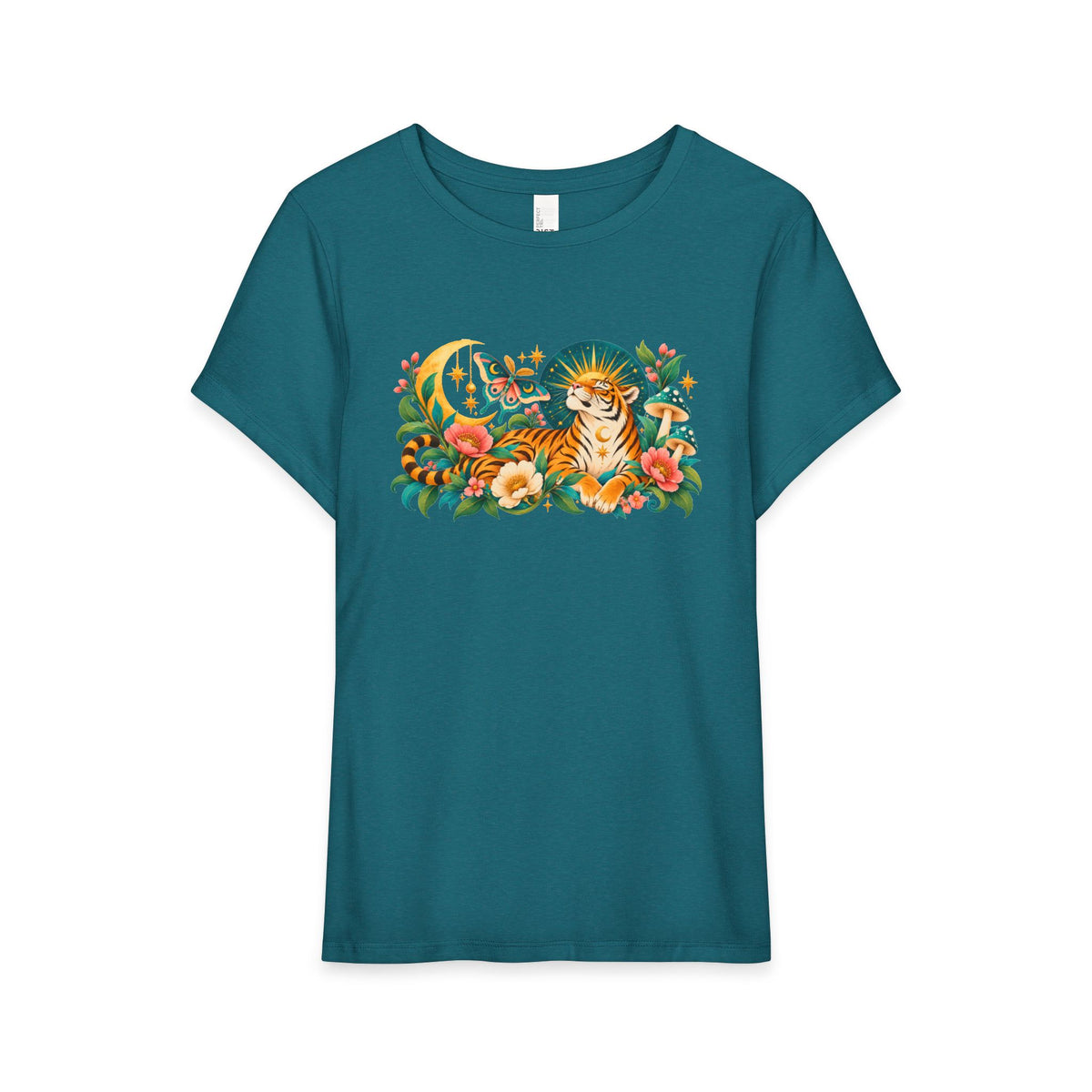 T-Shirt, Short Sleeve Wide Neck Relaxed Fit - Tiger Moon