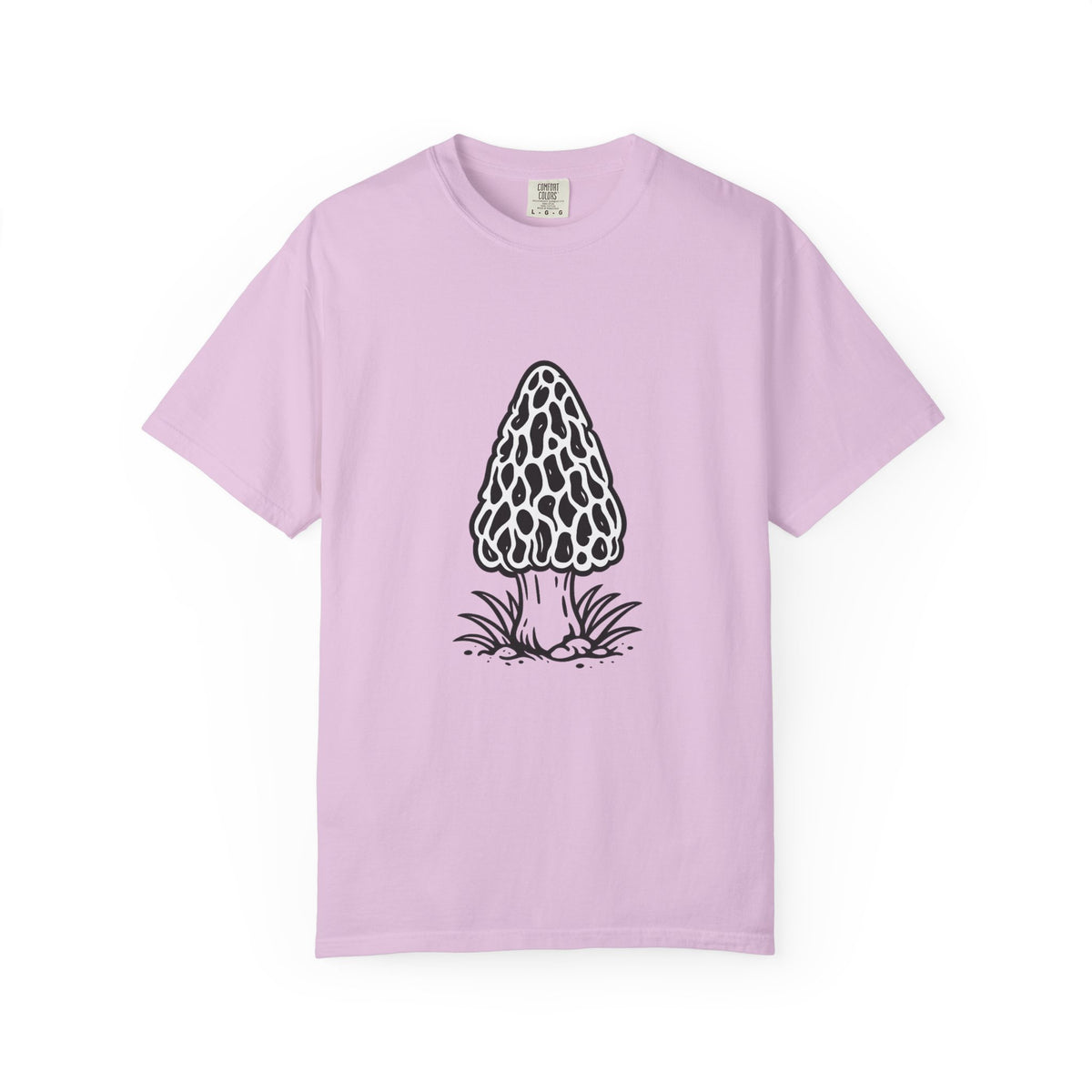 T-Shirt, Short Sleeve Boxy Crew Neck - Hand-Drawn Forager Morel Mushroom
