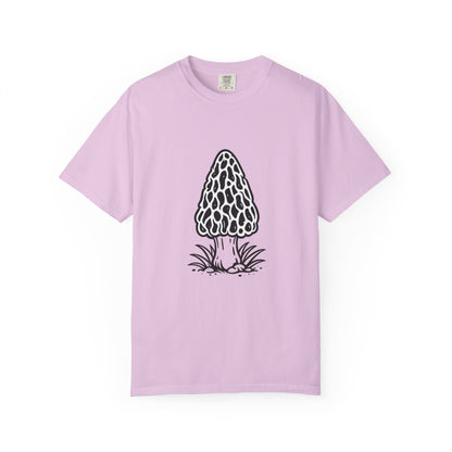 T-Shirt, Short Sleeve Boxy Crew Neck - Hand-Drawn Forager Morel Mushroom