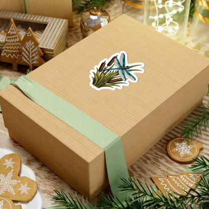 Sticker,  Kiss-Cut - Dragonfly & Cattails