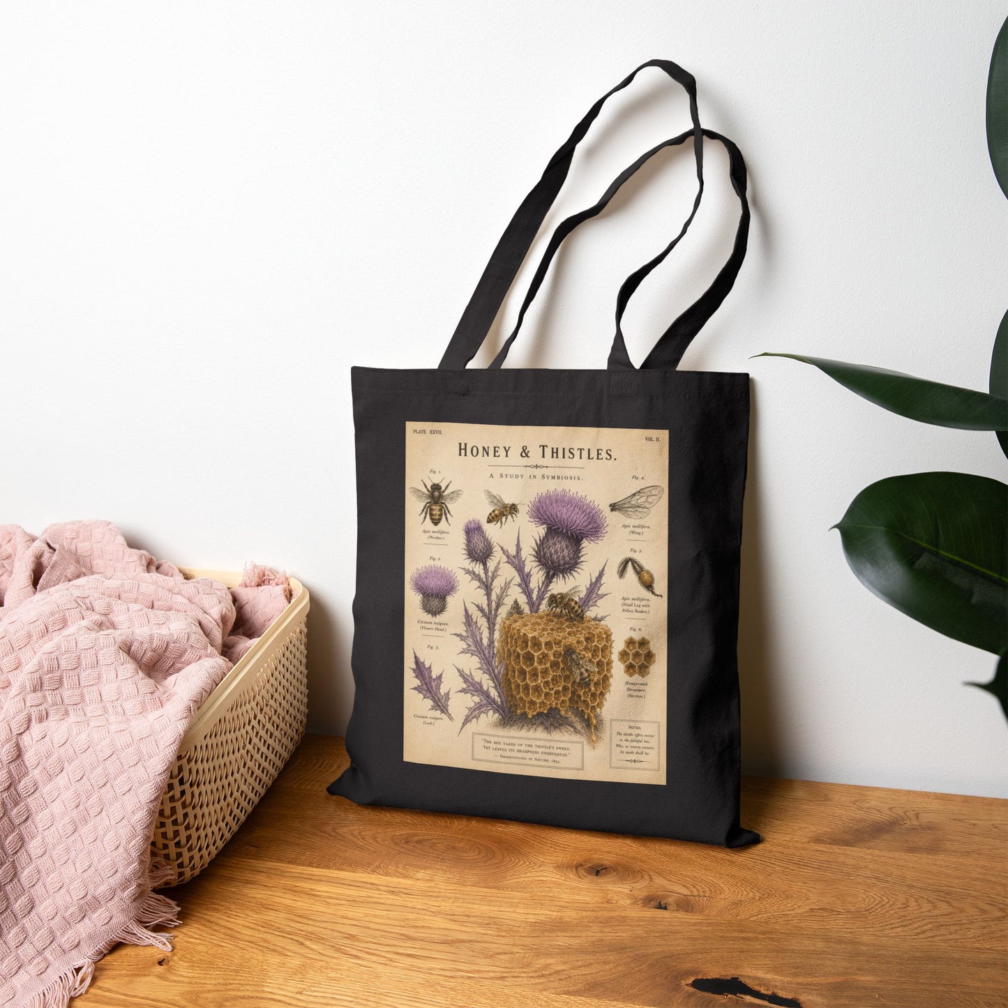 Vintage Honey & Thistles Canvas Tote Bag