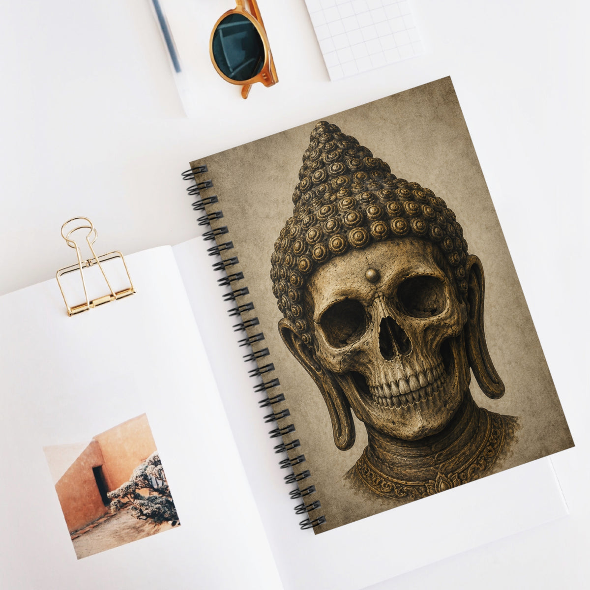 Journal Notebook, Hardcover Lined - Buddha Skull