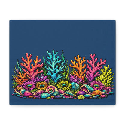Canvass Art Print - Coral Reef (navy blue)