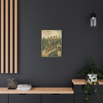 Canvass Art Print - Giraffes on Tandem Bicycles in a Maze