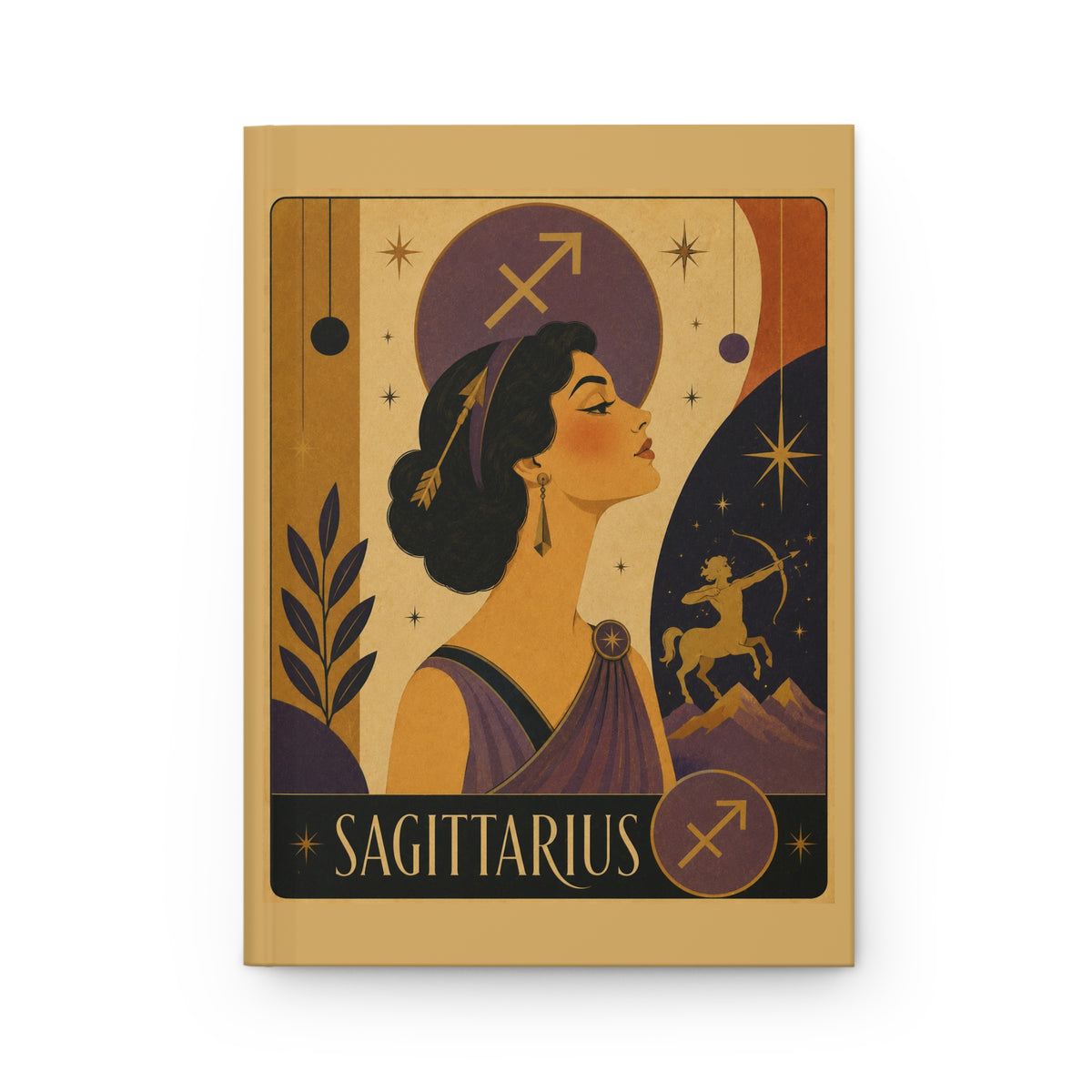 Journal Notebook, Hardcover Lined - Retro Sagittarius Zodiac