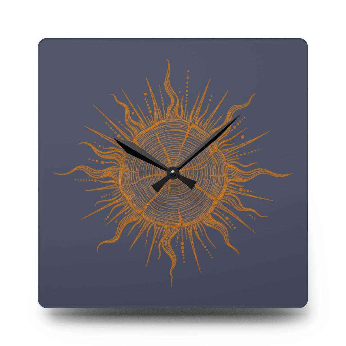 Clock , Wall Acrylic- Golden Boho Sunburst Tree Trunk