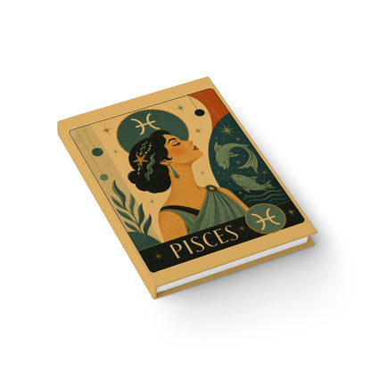 Journal Notebook, Hardcover Blank - Retro Pisces Zodiac