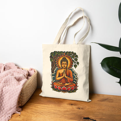 Buddha Meditation Canvas Tote Bag — Eco Cotton Yoga & Meditation Bag