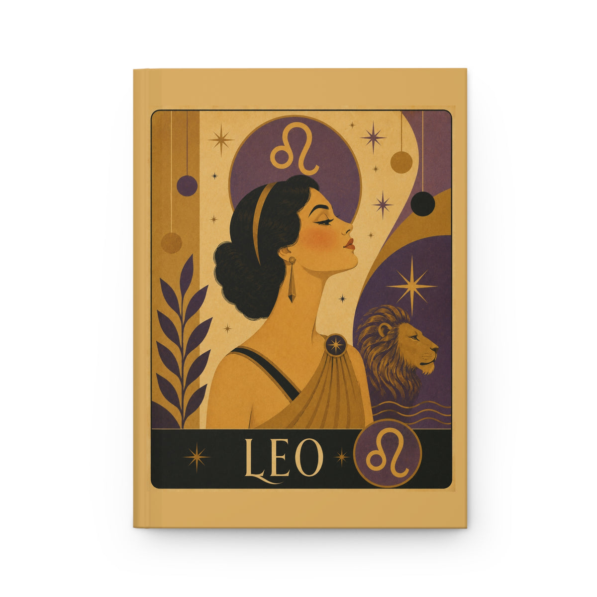Journal Notebook, Hardcover Lined - Retro Leo Zodiac