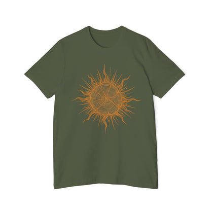 T-Shirt Short Sleeve Boxy Crew Neck - Boho Sunburst Tree Rings Line Art
