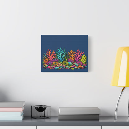 Canvass Art Print - Coral Reef (navy blue)