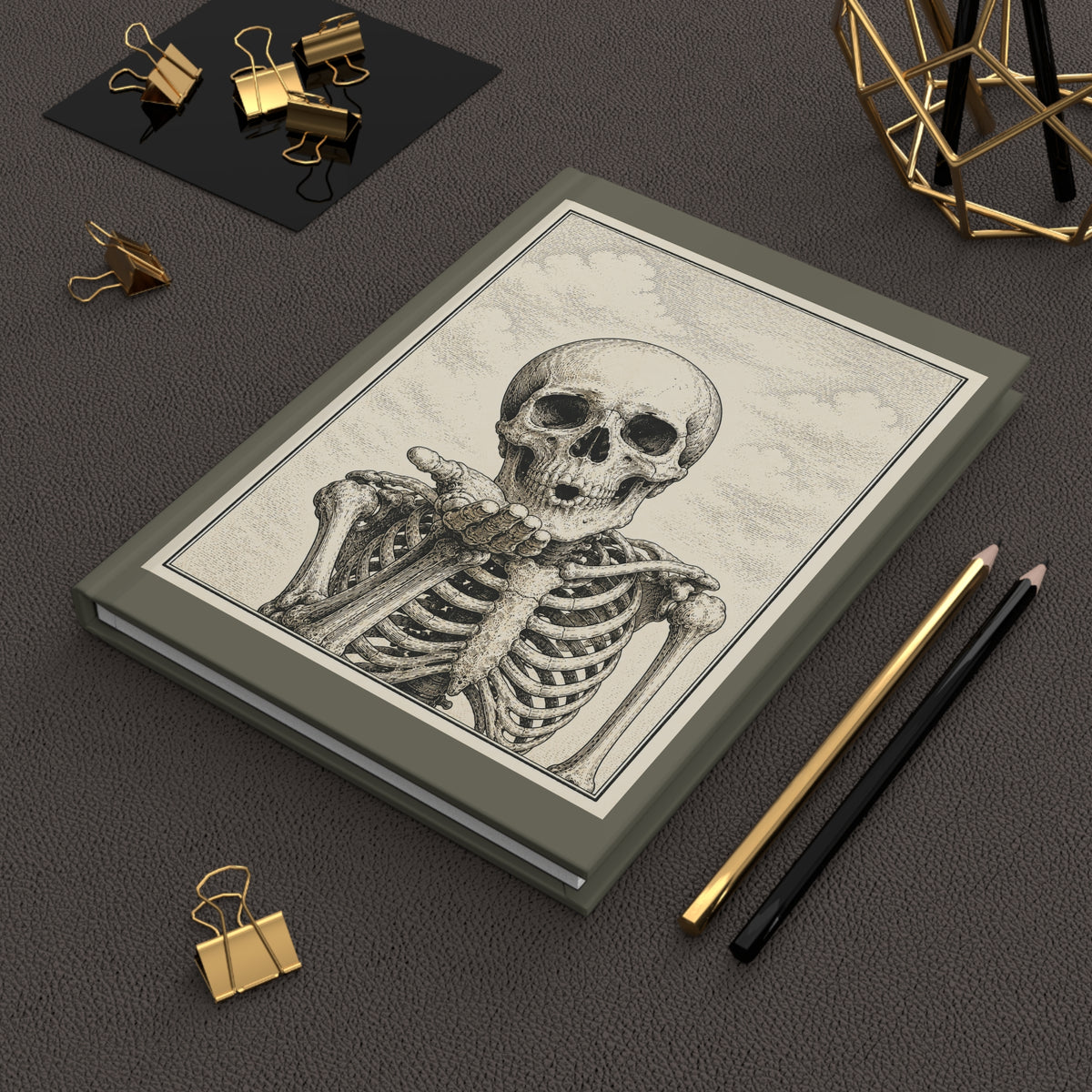 Journal Notebook, Hardcover Lined - Skeleton Blowing a Kiss