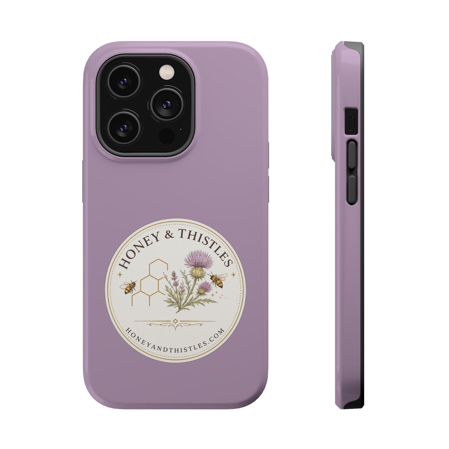 Floral Honey & Thistles Magnetic Phone Case — Impact-Resistant MagSafe-Compatible