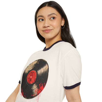 T-Shirt, Ringer - Vintage Bloody Vinyl Record