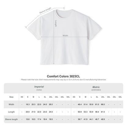 T-Shirt, Short Sleeve Boxy Crew Neck Cropped - 1980s Buddha Head