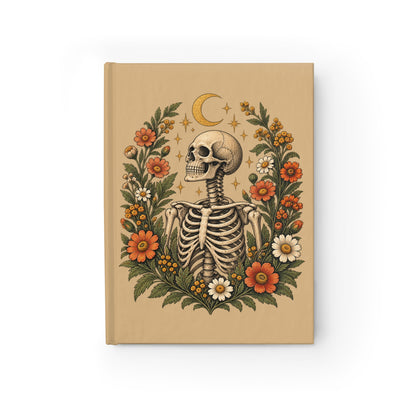 Journal Notebook, Hardback Blank - Floral  Vintage Moon & Skeleton