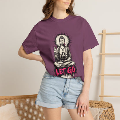 T-Shirt, Short Sleeve Boxy Crew Neck - Buddha "Let Go"