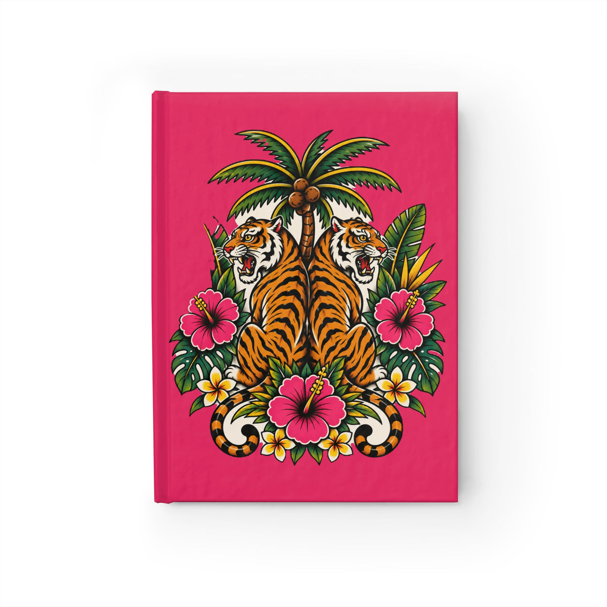 Journal Notebook, Hardback Blank - Tropical Tiger (dark pink)