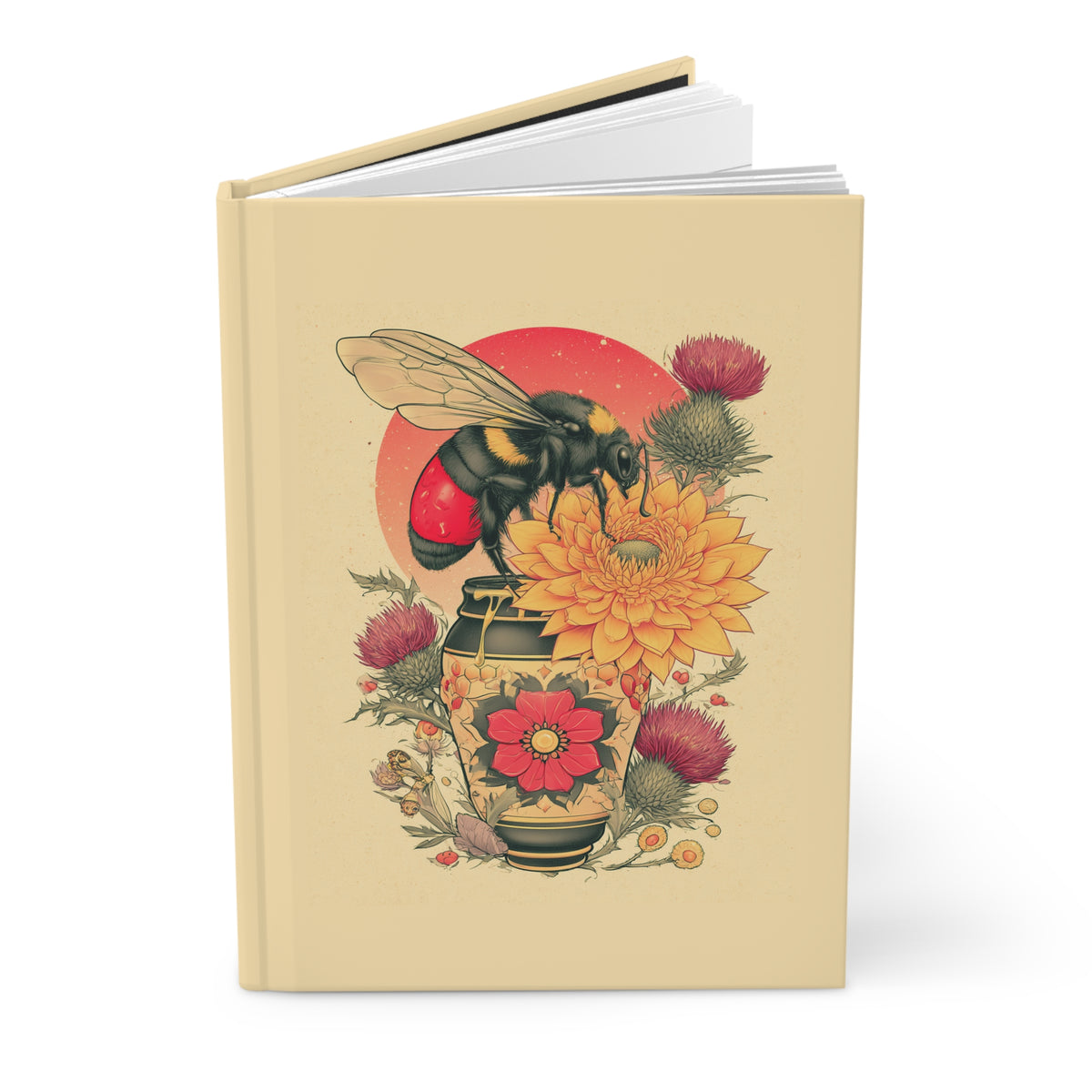 Journal Notebook, Hardcover Lined - Vintage Honey and Thistles