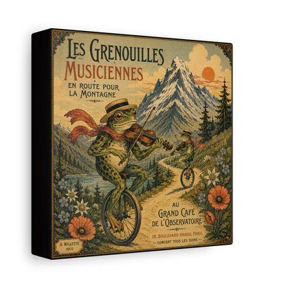 Vintage Frog Musicians Canvas Art – 'Les Grenouilles Musiciennes' Stretched Matte Print