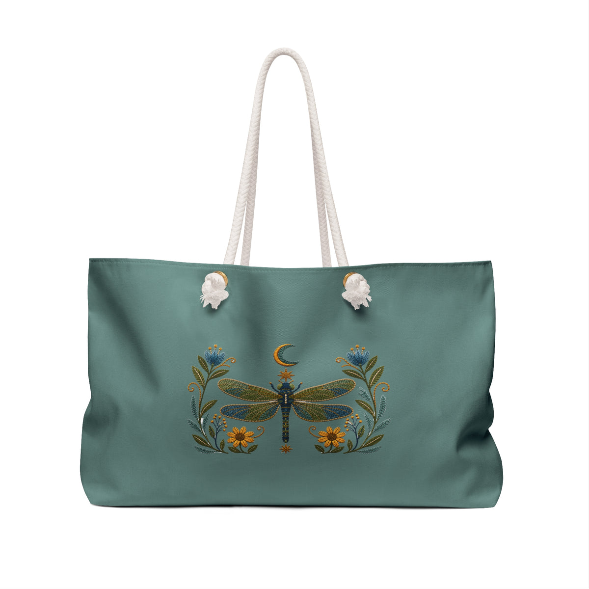 Tote, Weekender Travel  Bag - Boho Embroidered Dragonfly