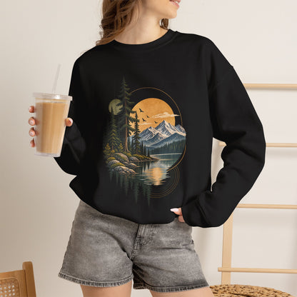 Sweatshirt, Crew Neck - Mountain Lake Sunset