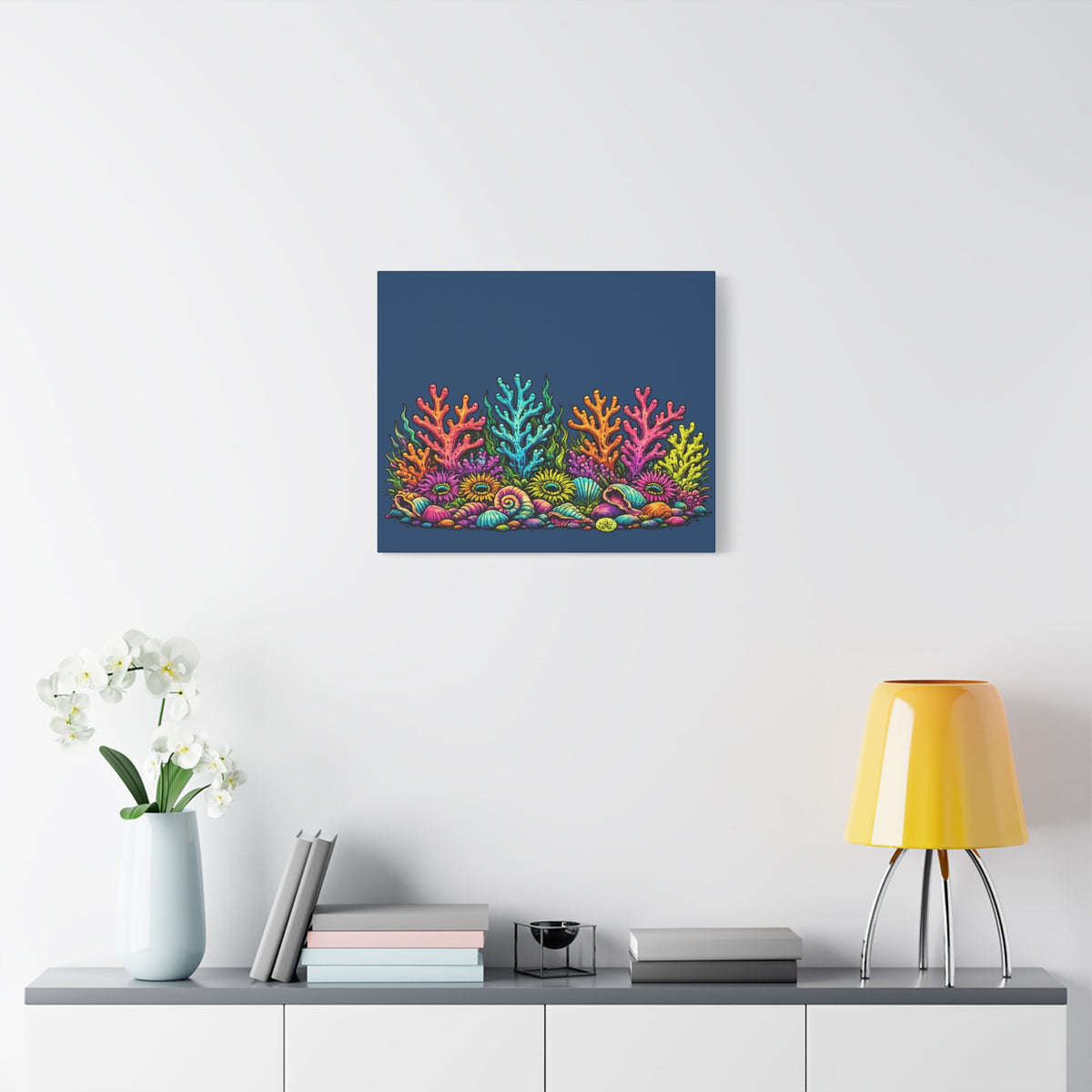 Canvass Art Print - Coral Reef (navy blue)