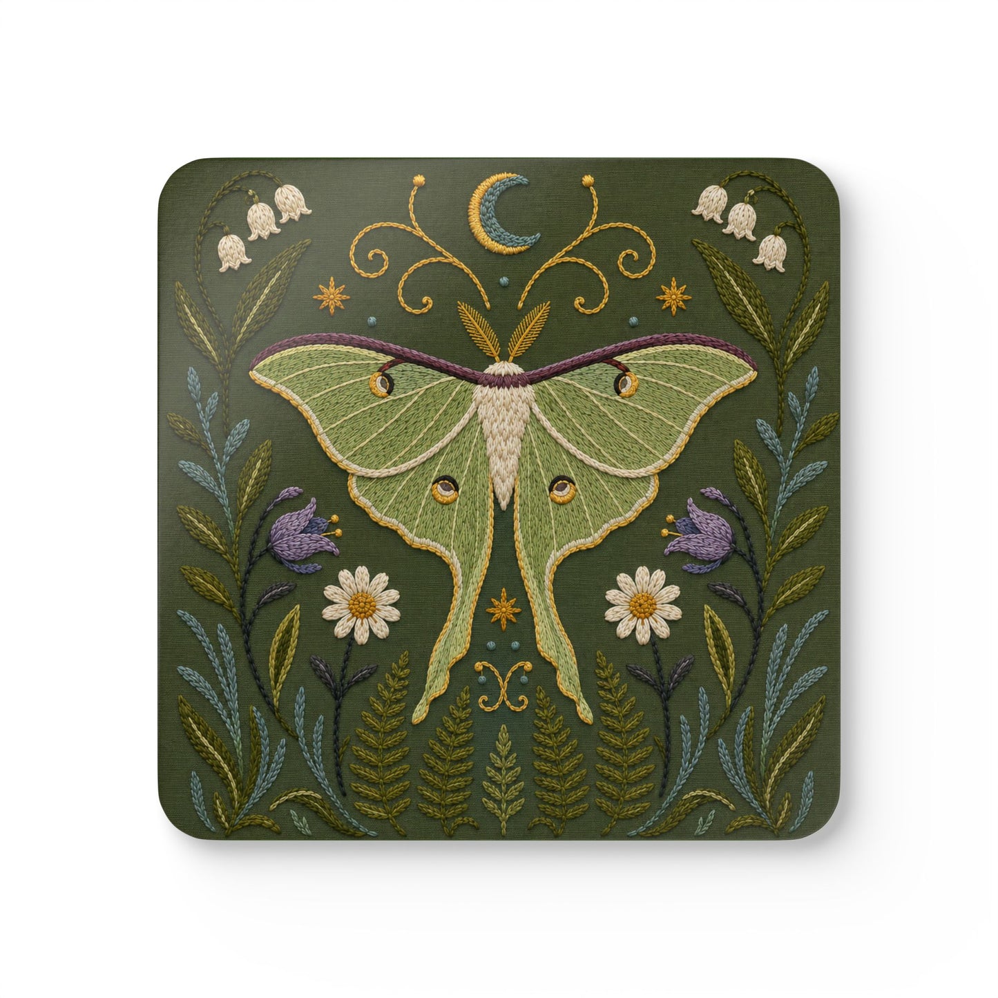 Luna Moth Cork Coaster Set (4-Pack)