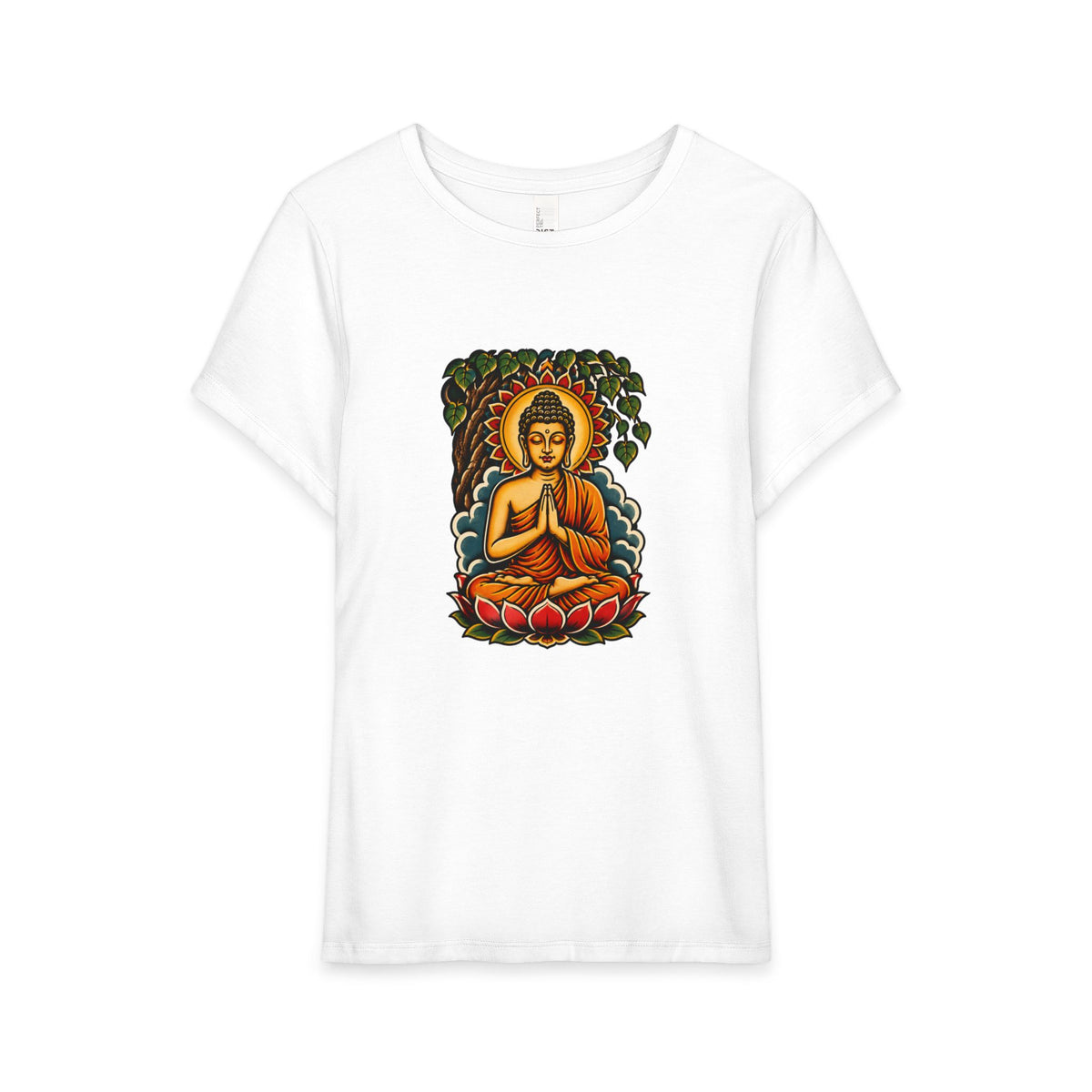 T-Shirt, Short Sleeve Boxy Crew Neck - Buddha & Lotus