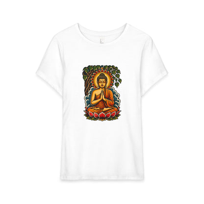 T-Shirt, Short Sleeve Boxy Crew Neck - Buddha & Lotus