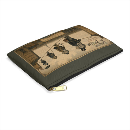 Vintage 'Équilibre de Bureau' Accessory Pouch – Retro Circus Elephant Tightrope Design